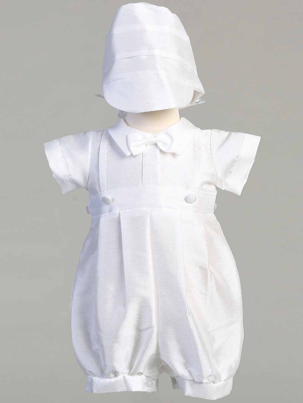 Boy's White Christening Romper with Detachable Gown