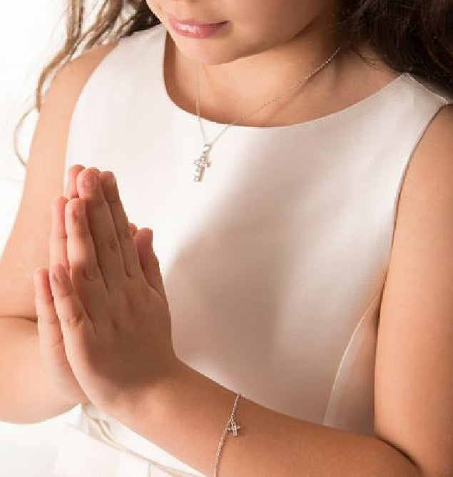 Absolute Kids Sterling Silver Cross Bracelet - HCB308