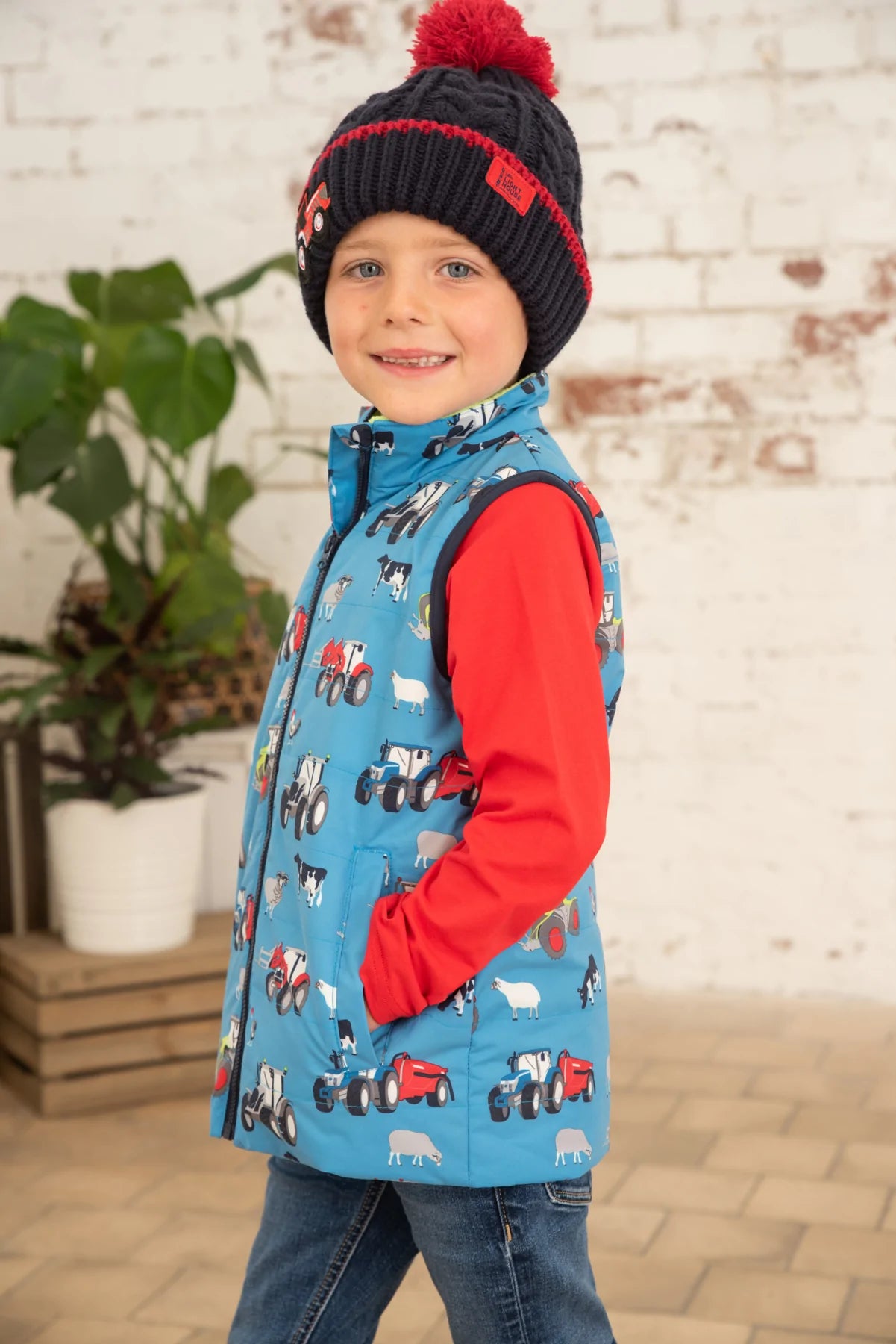 Lighthouse Boys Farm Yard Gilet - Blue Farm