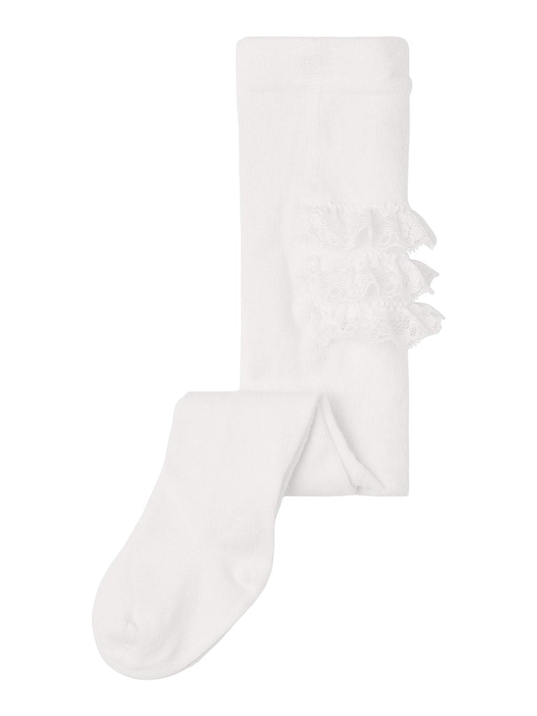 Name it Baby Girl White Tights with Lace Frill on Back