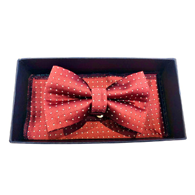 Boys Communion Bow Tie & Pocket Square in Wine Polka-Dot