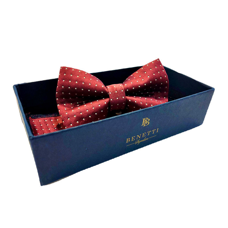 Boys Communion Bow Tie & Pocket Square in Wine Polka-Dot