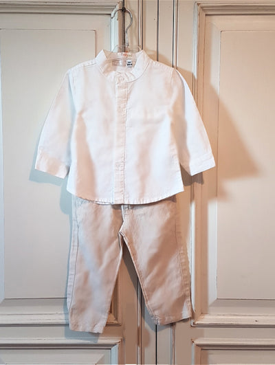 Baby Boy 3-Piece Beige Linen Suit