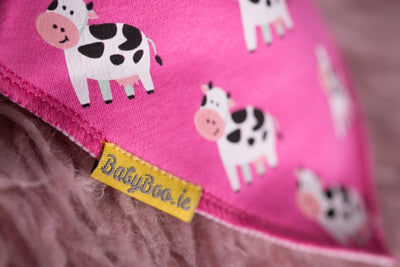 Bandana Bib in Pink with Bessie Cow BABYBOO