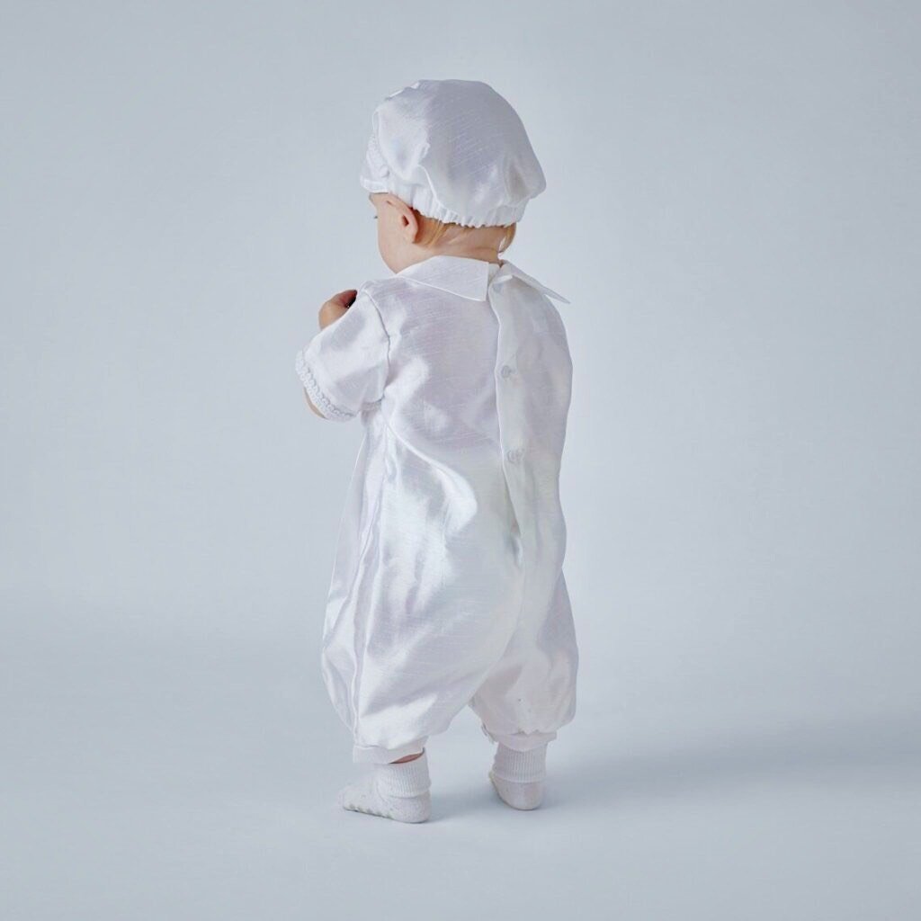 Boy's Christening Romper with Matching Cap - Ben