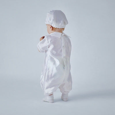 Boy's Christening Romper with Matching Cap - Ben