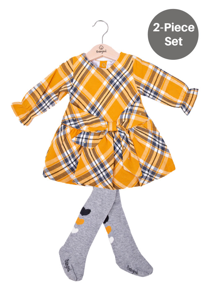 Baby Girl Long Sleeve Dress with Matching Tights