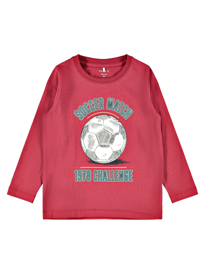 name it toddler boys red long sleeve top with football graphic