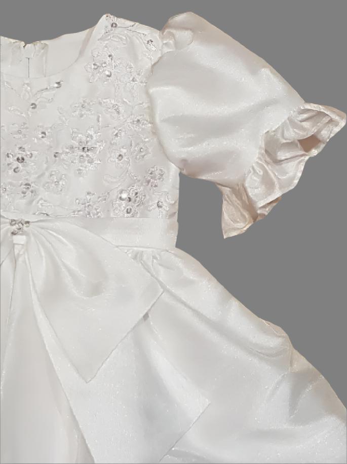 Sweetie Pie White Shantung  Christening Gown with Matching Bonnet