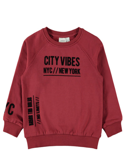 name it toddler boys red sweatshirt with text