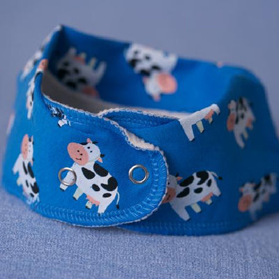 Babyboo Bandana Bib in Blue with Bessie The Cow