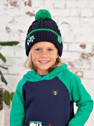 Lighthouse Green Tractor Cable Knit Bobble Hat