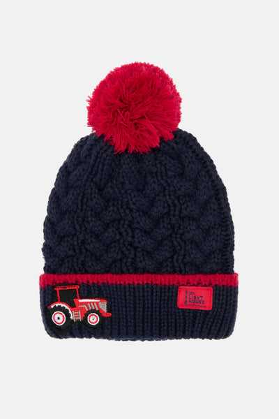 Lighthouse Red Tractor Cable Knit Bobble Hat