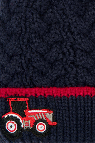 Lighthouse Red Tractor Cable Knit Bobble Hat