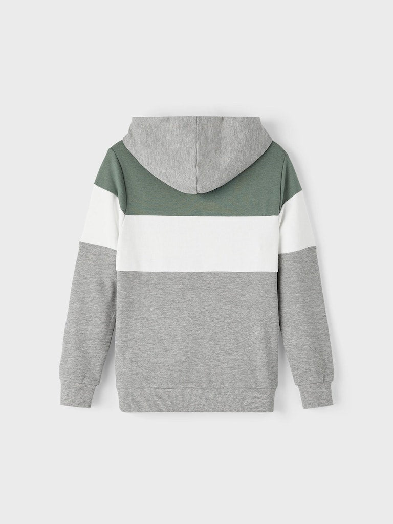 Name It Boys Grey Colour Block Hooded Sweatshirt