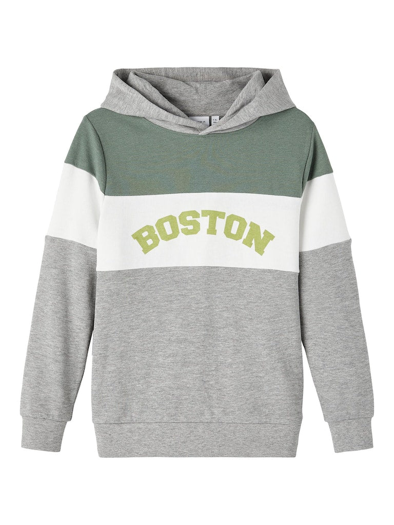 Name It Boys Grey Colour Block Hooded Sweatshirt