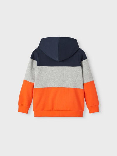 Name It Boys Zip Up Hooded Sweatshirt Block Colours - Orange