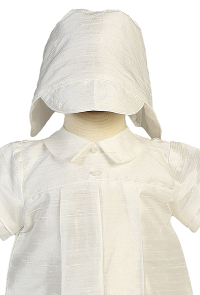 Boy's Pure Silk White Christening Suit With Matching Hat