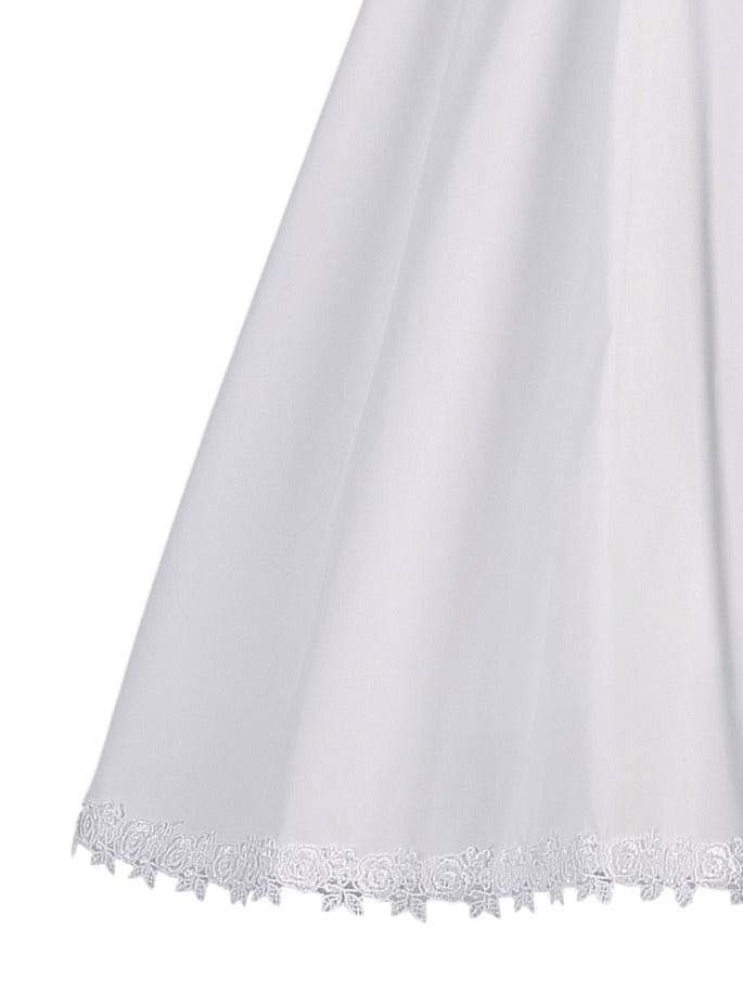 Unisex White Cotton Christening Gown with Smocked Bodice and Bonnet