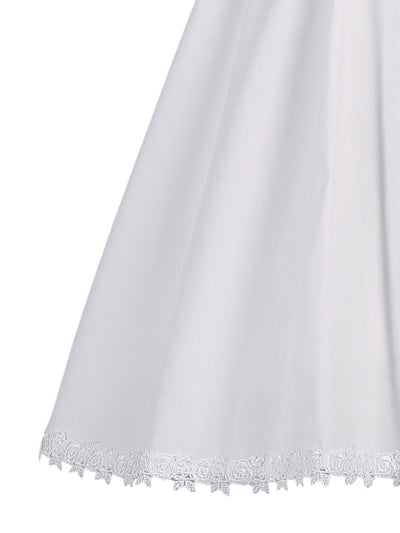 Unisex White Cotton Christening Gown with Smocked Bodice and Bonnet