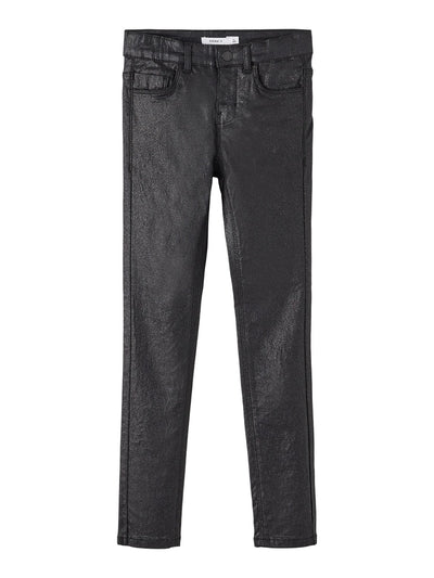 Name it Girls Black Leather-Look Sparkle Pants