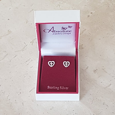 Absolute Kids Sterling Silver Cross Heart Earrings - HCE404