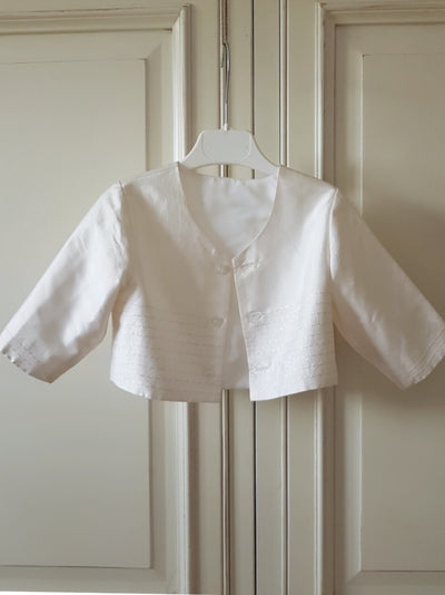 Boy's Silk Christening Romper Suit with Matching Hat