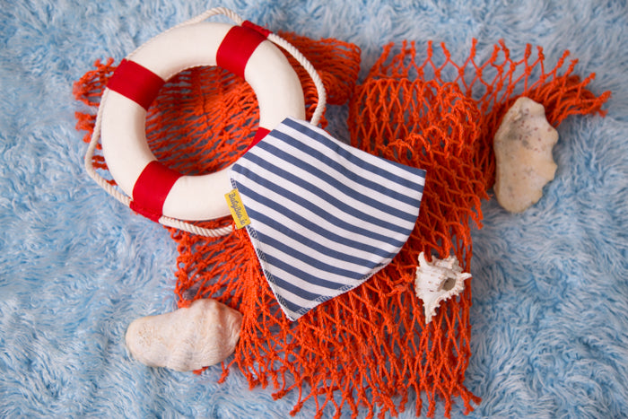 Babyboo Bandana Bib in Stripe Blue Design