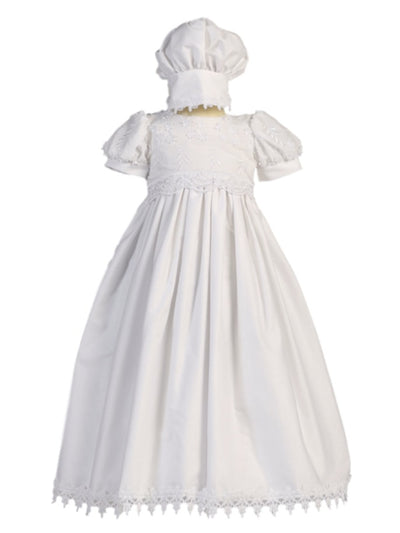 Girls White Cotton Christening Gown Kayla