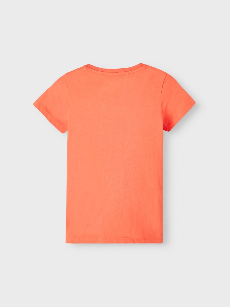 Name it Girls Short Sleeve Slogan T-Shirt - Orange