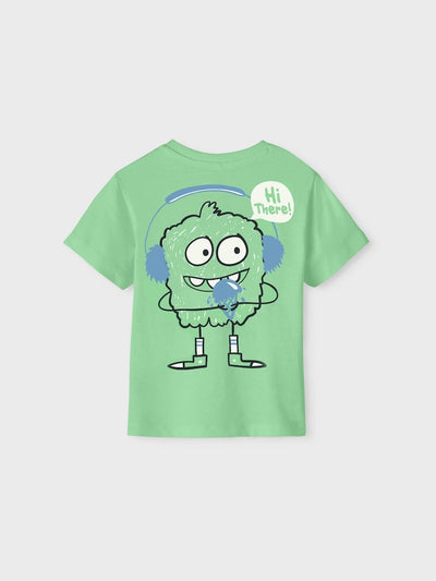 Name it Mini Boys Short Sleeved Print Top - Green