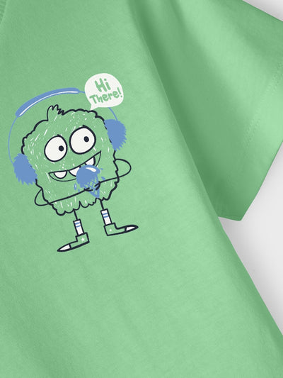 Name it Mini Boys Short Sleeved Print Top - Green