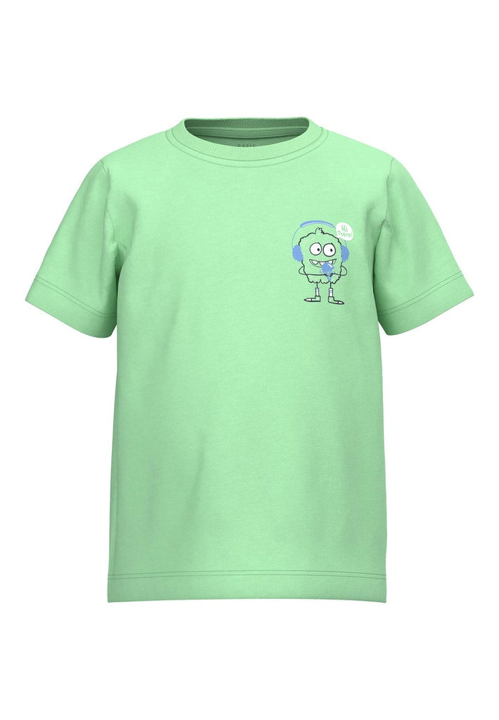 Name it Mini Boys Short Sleeved Print Top - Green