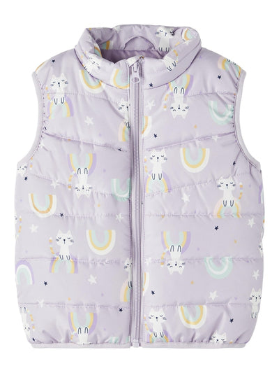 Name it Toddler Girl Rainbow Print Padded Gilet Jacket