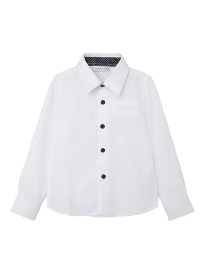 Name It Mini Boys White Shirt with Navy Buttons