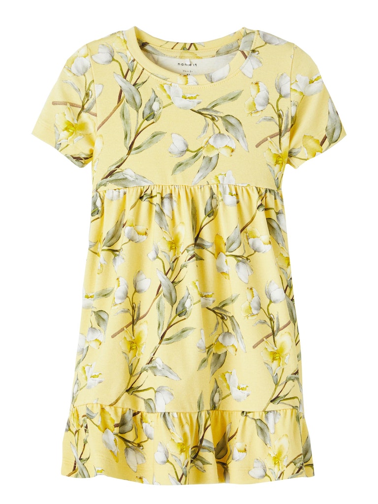 Name It Toddler Girls Short Sleeved Floral Dress - Lemon