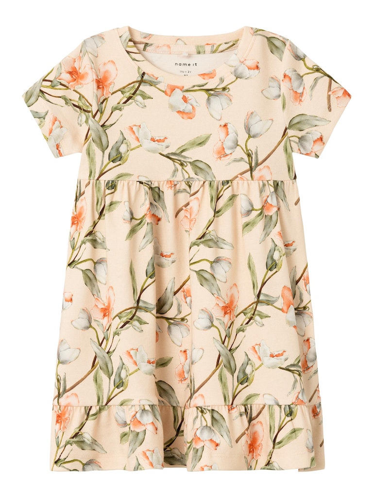 Name It Toddler Girls Short Sleeved Floral Dress - Peach