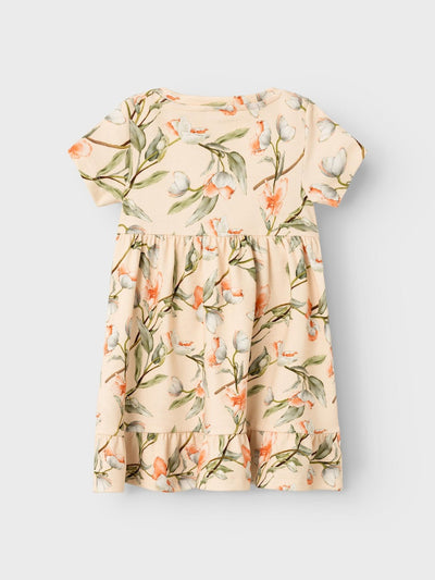 Name It Toddler Girls Short Sleeved Floral Dress - Peach