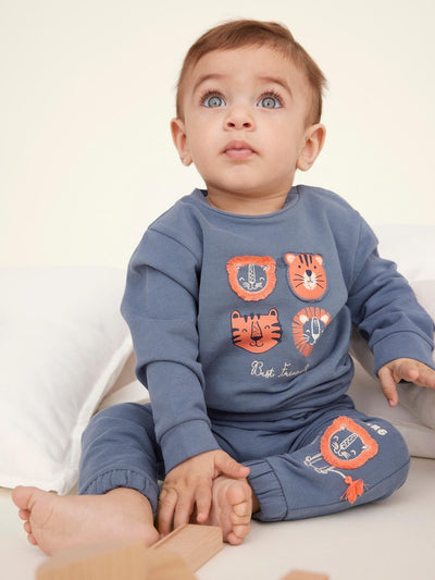 Name it Baby Boy 2-Piece Lion Sweat Set - Blue