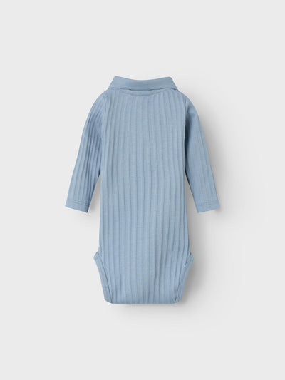 Baby Boy Long Sleeved Polo Body - Dusty Blue