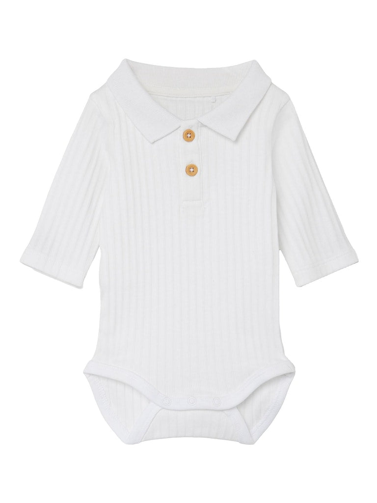 Baby Boy Long Sleeved Polo Body - White