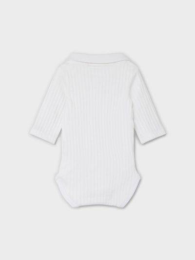 Baby Boy Long Sleeved Polo Body - White