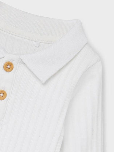 Baby Boy Long Sleeved Polo Body - White