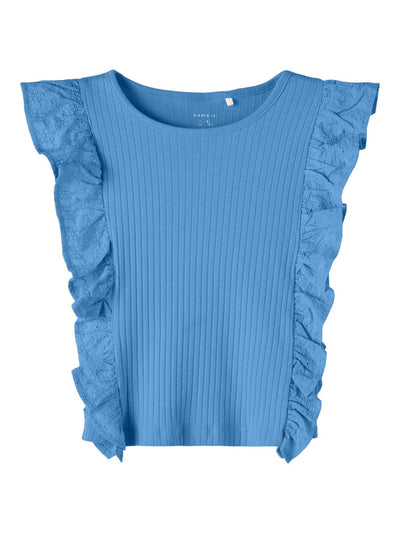 Name it Girls Short Style Frill Top - Blue