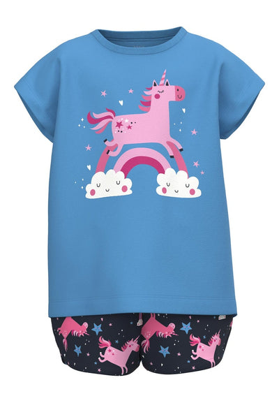 Name it Mini Girl Top and Shorts Set - Blue Unicorns