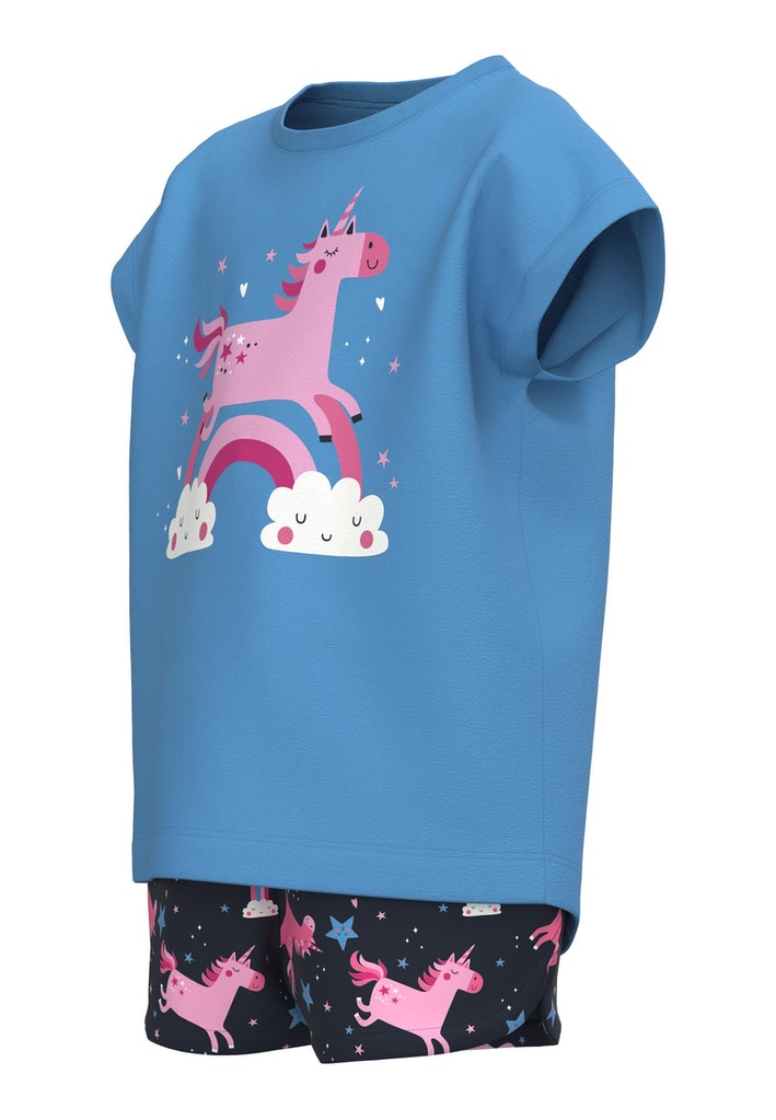 Name it Mini Girl Top and Shorts Set - Blue Unicorns