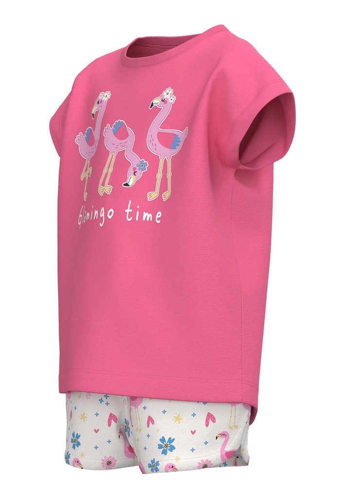 Name it Mini Girl Top and Shorts Set - Pink Flamingo