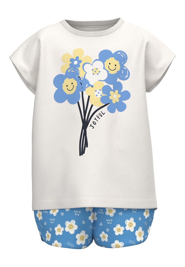 Name it Mini Girl Top and Shorts Set - Smiley Flowers