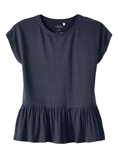 Name it Girls Cap-Sleeve Peplum Top - Navy