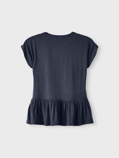 Name it Girls Cap-Sleeve Peplum Top - Navy